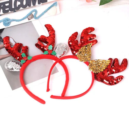 Vista 4 de Accesorios para el cabello de Navidad, fiesta de elfos, disfraz de cornamenta de reno de Navidad, diademas para fiestas de Navidad