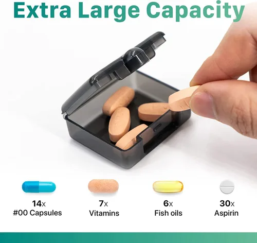 Vista 4 de Sukuos Pastillero pequeño de 3 piezas, lindo estuche de viaje portátil para bolso de bolsillo, mini pastillero sin BPA para píldoras, suplementos