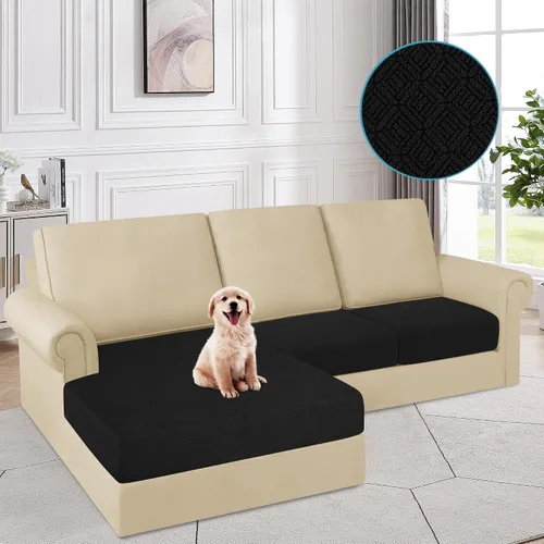Vista 7 de HDCAXKJ Fundas de cojín impermeables para sofá modular de 3 piezas, funda elástica para sofá en forma de L, juego de fundas elásticas para sofá
