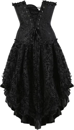 Vista 3 de Grebrafan Falda Steampunk corsé y Bustiers con blusa