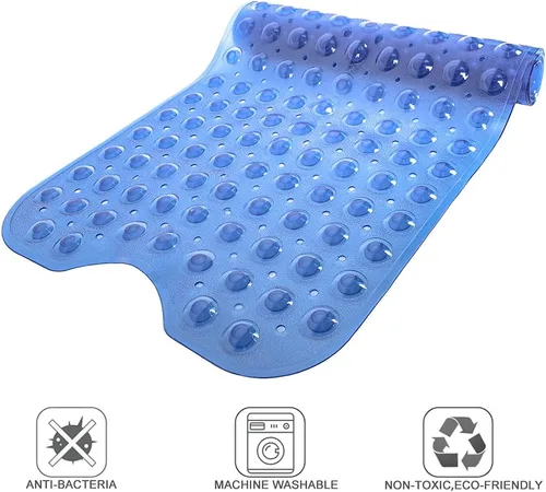 Vista 5 de Tapete antideslizante extra largo para bañera y ducha de 39 x 16 pulgadas, antideslizante para suelos húmedos para baños de ancianos y niños, 30%