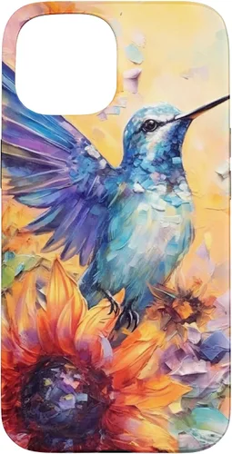 Vista 6 de Colorful Watercolor Sunflower Nature Purple Blue Hummingbird Case for iPhone 17