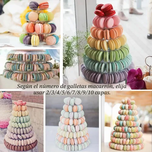 Vista 8 de Bhbuy - Soporte de torre para macarrones, redondo de plástico transparente de 10 niveles, multifunción, para cupcakes, galletas, postres, para boda