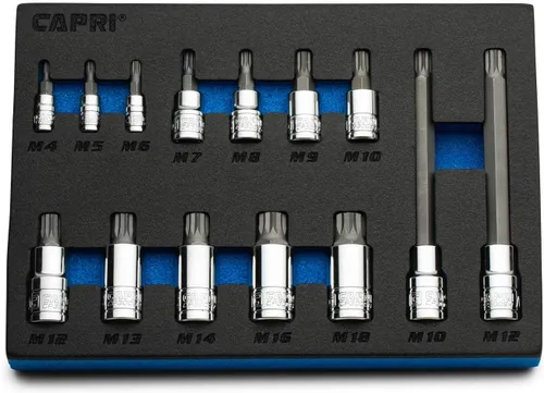 Vista 9 de Capri Tools XZN Juego de Puntas de Vaso con Estriado Cuadrado Triple, Métrico, 10 Piezas