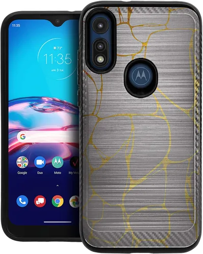 Vista 10 de CasesOnDeck Funda híbrida compatible con Motorola Moto E (2020) / Moto E [Armadura cepillada] Funda protectora delgada contra golpes