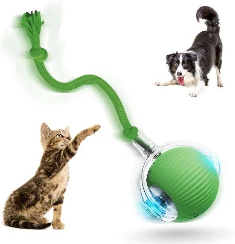 Vista 9 de Pelota interactiva rodante para perros, pelota autoenrollable para perros, juguetes interactivos para gatos, juguete automático automático para Gris