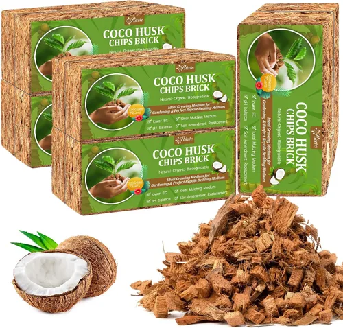 Vista 8 de Riare Paquete de 2 sustratos de chips de coco para plantas, 2.2 libras, ladrillo de cáscara de coco 100% orgánico con baja EC y pH equilibrado