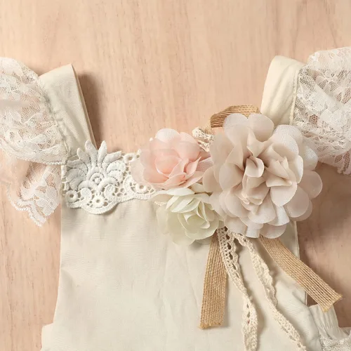 Vista 58 de Sasaerucure Traje de verano para bebé niña, sin mangas, mameluco de encaje tutú, mameluco de una pieza con volantes