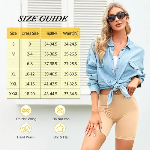 Vista 7 de SKIWEND Pantalones cortos sin costuras para mujer, pantalones cortos para debajo de los vestidos, muslos más delgados y antirozaduras