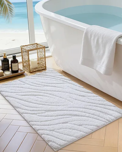 Vista 14 de DEXI - Alfombras de baño de 16"x24", alfombras antideslizantes para el suelo del baño, alfombra de baño ultrasuave y absorbente para la ducha, Beige