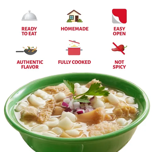 Vista 4 de Chata Mexican White Menudo, estofado de ternera con maíz hominy, 25 onzas (paquete de 3) Listo para comer, solo calienta y sirve
