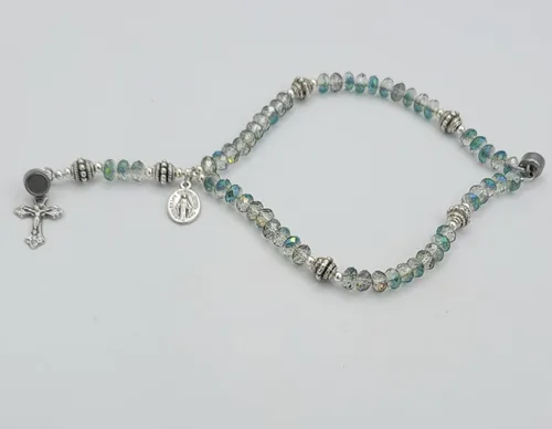 Vista 3 de Pulsera Rosario Sahara Verde con Cristal