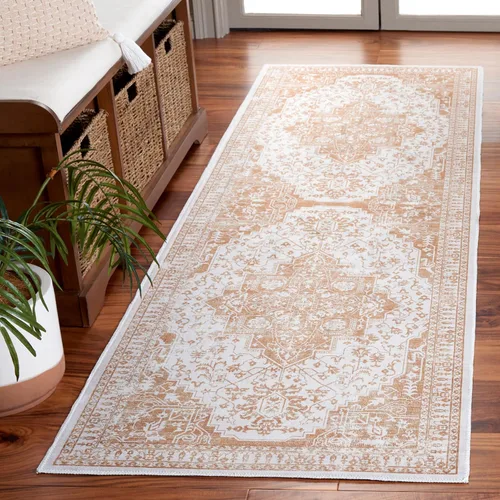 Vista 10 de SAFAVIEH Alfombra lavable Arizona Collection – 5 x 8 pies, ovalada, beige y dorado, antideslizante y fácil de limpiar, ideal para sala de estar
