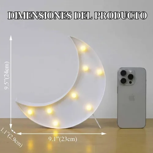 Vista 2 de Letreros LED de marquesina en forma de luna, luces nocturnas iluminadas a pilas, lámpara de luna creciente para dormitorio, Navidad, decoración