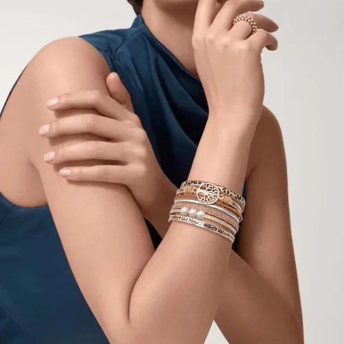 Vista 2 de Wovanoo Pulseras de cuero de leopardo para mujer, pulsera multicapa con hebilla magnética, regalo para cumpleaños, día de la madre, día de San