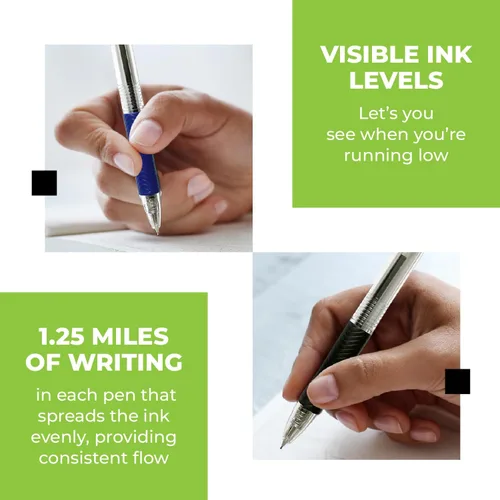 Vista 5 de Simply Genius Bolígrafos azules, 200 bolígrafos a granel, retráctiles, tinta azul, escritura suave y ergonómicos para tomar notas y suministros