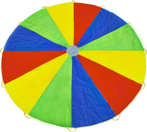Vista 8 de Paracaídas con asas de 6 pies, 8 pies, 10 pies, 12 pies, 16 pies, 20 pies, juegos de paracaídas para juegos de equipo al aire libre, también se