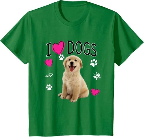 Vista 33 de Camiseta I Love Dogs - Camiseta Golden Labrador retriever, Azul Negro