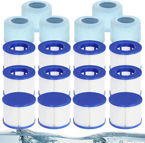 Vista 8 de Cartuchos de filtro para bañera de hidromasaje con cubiertas protectoras de malla – Compatible con RELXTIME, ALEKO, Wejoy, Aquaspa – Filtros