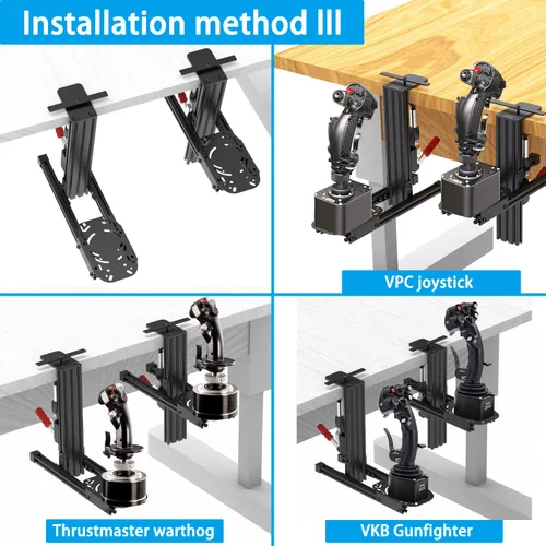 Vista 4 de 2 Set The Desk Mount for The Flight Sim Game Joystick, Throttle and Hotas Systems Compatible with Logitech X56, X52, X52 Pro, Thrustmaster T-Flight
