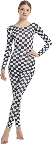 Vista 23 de Full Bodysuit Mono de una pieza para mujer de manga larga, de lycra, estilo zentai Negro