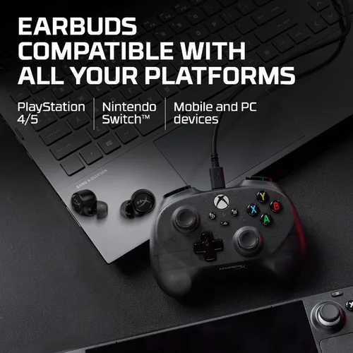 Vista 7 de HyperX Cirro Buds Pro - Auriculares inalámbricos verdaderos, cancelación activa de ruido, ANC, modo de sonido ambiental, baja latencia, Bluetooth