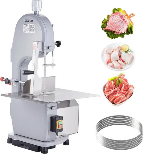 Vista 14 de Sierra de banda eléctrica comercial para carne, máquina de sierra ósea vertical de acero inoxidable de 1500W, banco de trabajo de 19.3" x 15