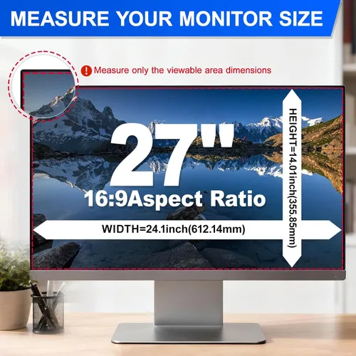 Vista 4 de Paquete de 2 filtros de pantalla de privacidad para computadora de 27 pulgadas, protector de pantalla de privacidad para colgar compatible
