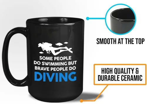 Vista 40 de Taza de café de buceo de 11 onzas, color negro, sumerge en la felicidad, actividades de respiración subacuática, pasatiempos, natación, ascenso