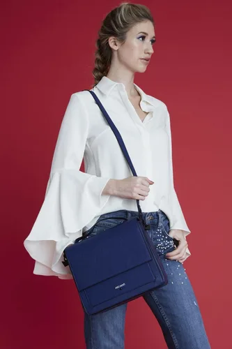 Vista 2 de Bolso bandolera Eastside para mujer, diseño de gatito hocico Azul