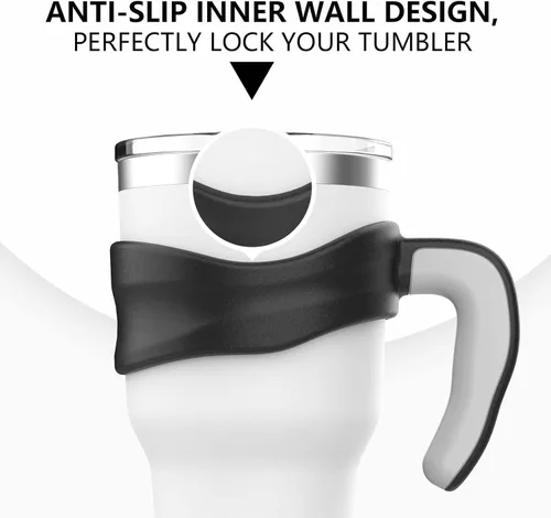 Vista 4 de Mango de vaso para vaso YETI Rambler, Rtic de 30 onzas, diseño anterior, Sic, OZARK TRAIL y más, sin BPA (solo asa) (negro)