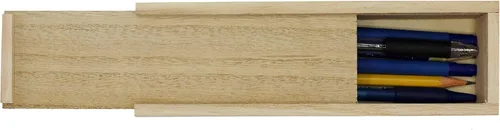 Vista 4 de Creative Hobbies Lápiz de madera sin terminar, bolígrafo, escondite, caja de almacenamiento de baratijas con tapa deslizante