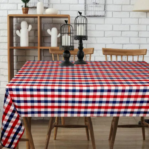 Vista 7 de Urban Villa - Mantel de mesa 100 % algodón, para uso diario, cenas familiares o fiestas en interiores o exteriores, a cuadros, color negro/blanco