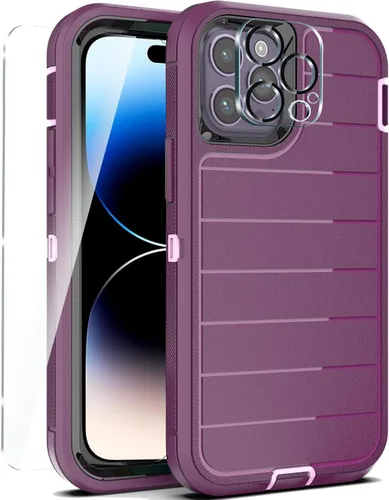 Vista 21 de YmhxcY Funda para iPhone 12/iPhone 12 Pro [2 Protectores de Pantalla de Vidrio Templado] Cubierta Duradera de 3 Capas A Prueba de Caídas/Funda