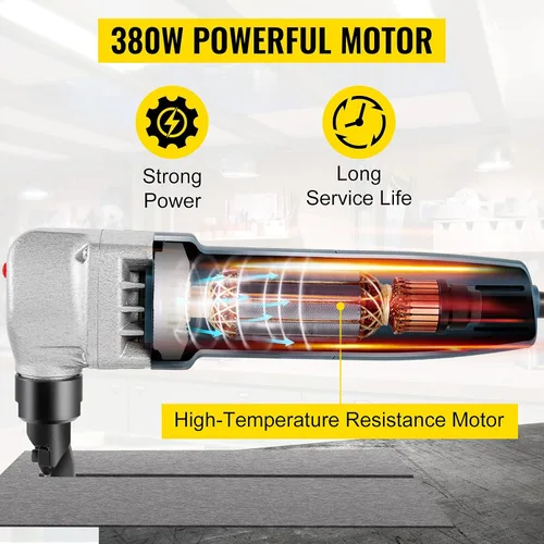 Vista 3 de VEVOR Nibbler de metal eléctrico de 380 W, cortador de metal, 1800 rpm, rotor de alta velocidad de 0.07 pulgadas/0.071 in de grosor, 220 V