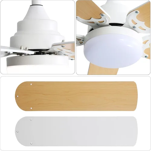 Vista 3 de Sofucor Ventiladores de techo con luces, ventilador de techo de perfil bajo de 42 pulgadas con luz y control remoto, moderno ventilador de techo