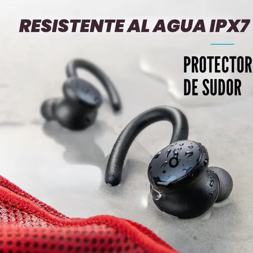Vista 4 de Soundcore Anker-Auriculares entrenamiento Sport X10, true wireless bluetooth 5.2, ganchos giratorios orejas, graves profundos, IPX7, prueba sudor