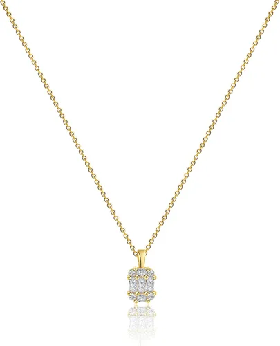 Vista 6 de MIDEEO - Collar de diamantes de circonita cúbica para mujer, collar con colgante solitario, chapado en oro, cuadrado, forma gota de agua, verde