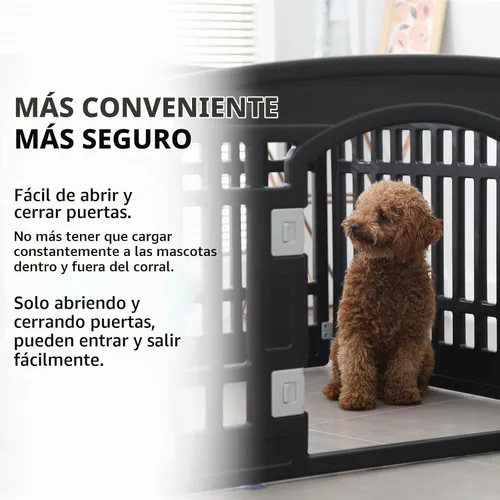 Vista 6 de Corralito plegable para mascotas, puerta para perros, plástico resistente, corral de ejercicio para cachorros, cerca para mascotas pequeñas, jaula