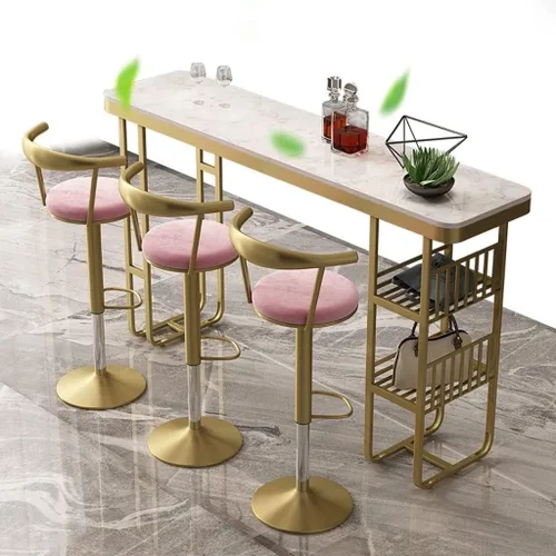 Vista 7 de Mesa de bar de altura de bar, mesa de bar alta comercial, mesa de bar para el hogar, sala de estar, comedor, mesa de bar de mármol, mesa de cocina