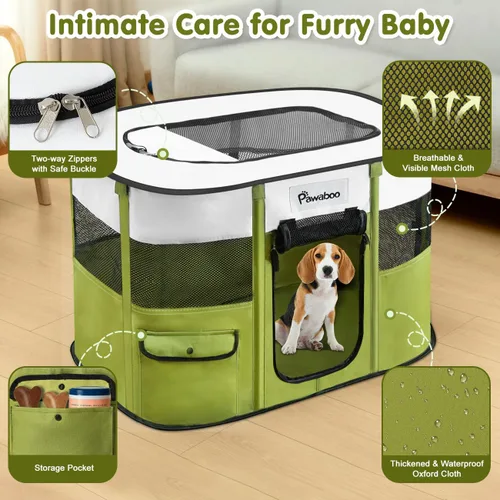 Vista 2 de Pawaboo Jaula para corralito para perros para interiores y exteriores A-Verde Aguacate