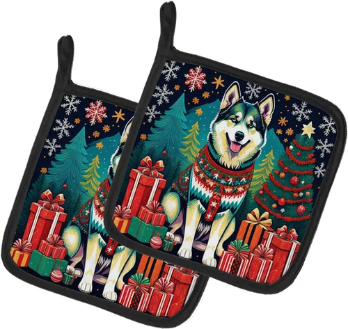 Vista 19 de Affenpinscher - Par de soportes para ollas de Navidad