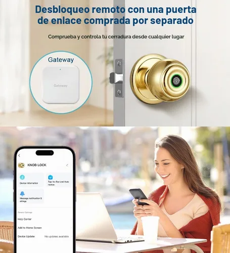 Vista 7 de KLLOQUE Cerradura de puerta de huellas dactilares, perilla inteligente de Latón