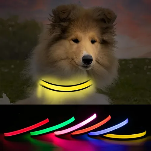 Vista 16 de Collares de perro iluminados recargables, collar de perro que brilla en la oscuridad, impermeable, collares de perro con luces LED intermitentes