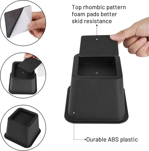 Vista 4 de BTSD-home Elevadores de cama ajustables, paquete de 8 elevadores de cama de 2 o 3 pulgadas, adecuados para sofá, mesas, escritorio y sofá