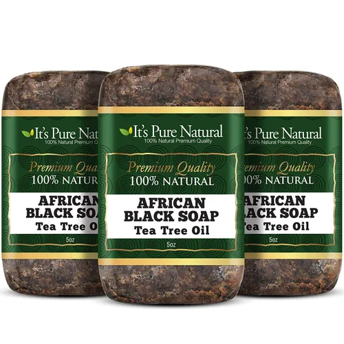 Vista 10 de It's Pure Natural Barras de jabón africanas negras con solución para el acné (paquete de 3) jabón orgánico crudo para cara y cuerpo, tratamiento