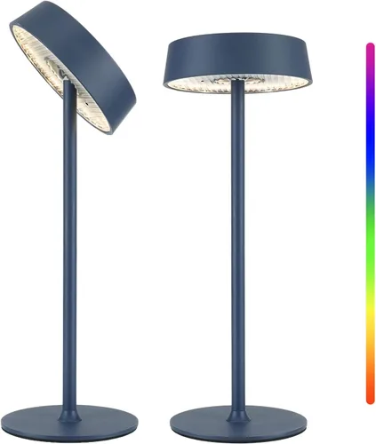 Vista 14 de Lámpara inalámbrica, lámpara de mesa recargable, funciona con pilas, control táctil regulable RGB, 3 temperaturas de color, función de memoria LED
