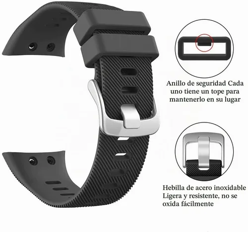 Vista 3 de Compatible con Garmin Forerunner 45, correa de repuesto deportiva de silicona suave, pulsera de fitness para Garmin Forerunner 45 Smartwatch Negro