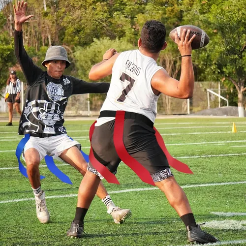Vista 6 de Cinturones de Fútbol Americano con Banderas, 2/10/20 Juegos de Conjunto de Fútbol Americano con Banderas Ajustables para Entrenamiento de Niños