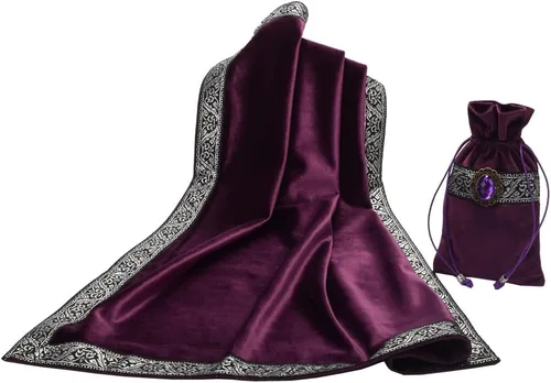 Vista 14 de BLESSUME Mantel de tarot de altar para lectura con bolsa negra
